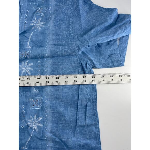 Island Shores Shirt Mens XXL Blue Hawaiian Short Sleeve Button Up Cruise Summer - Picture 7 of 8